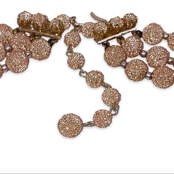 𝅺vintage Triple Layer Golden Bead Japanese Necklace - Picture 4 of 9